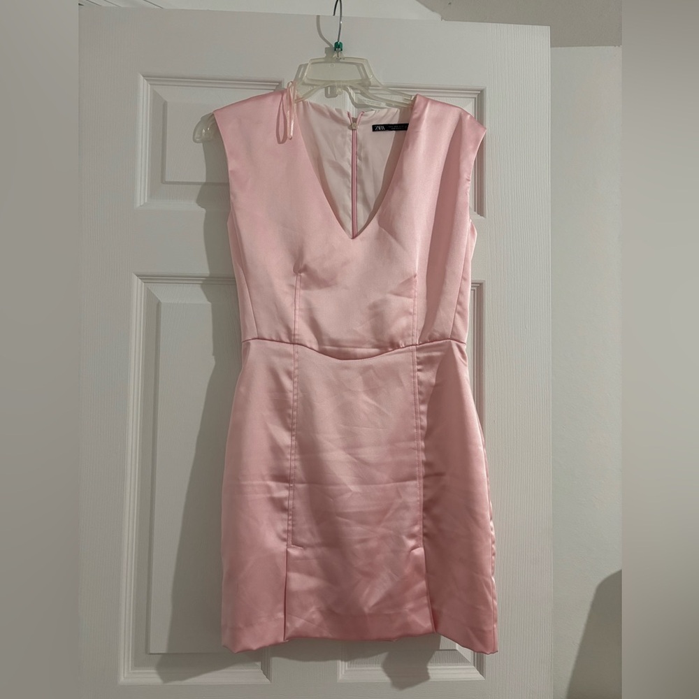 Zara Pink Satin Mini Dress